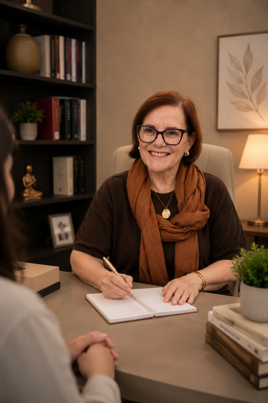 Heloísa Ribas durante um atendimento em seu consultório